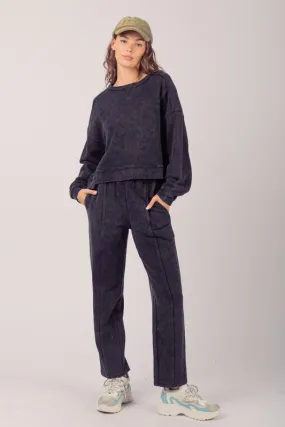 Washed Comfy Knit Top And Pant Set!