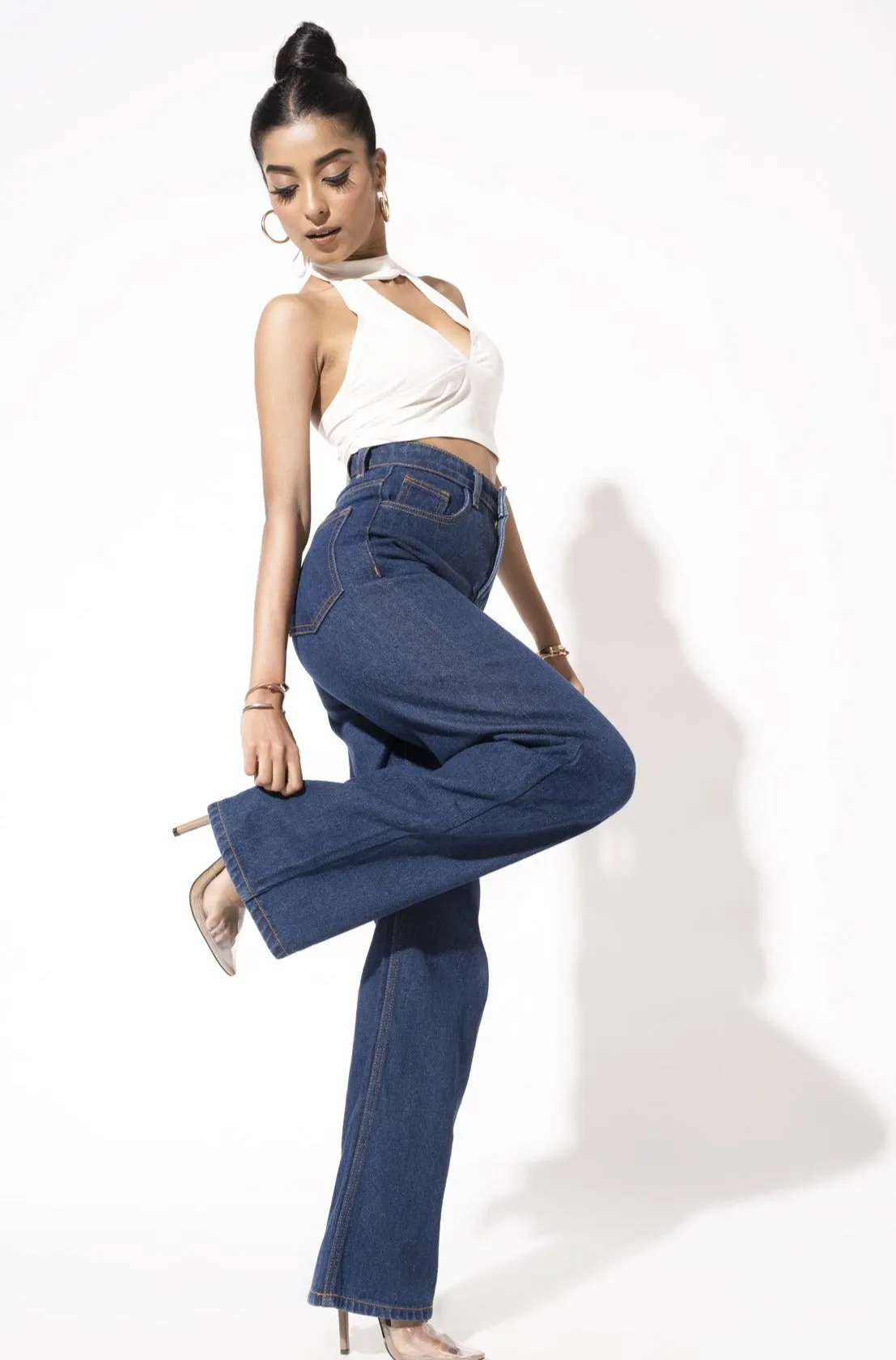 Wide Leg High Rise Jeans