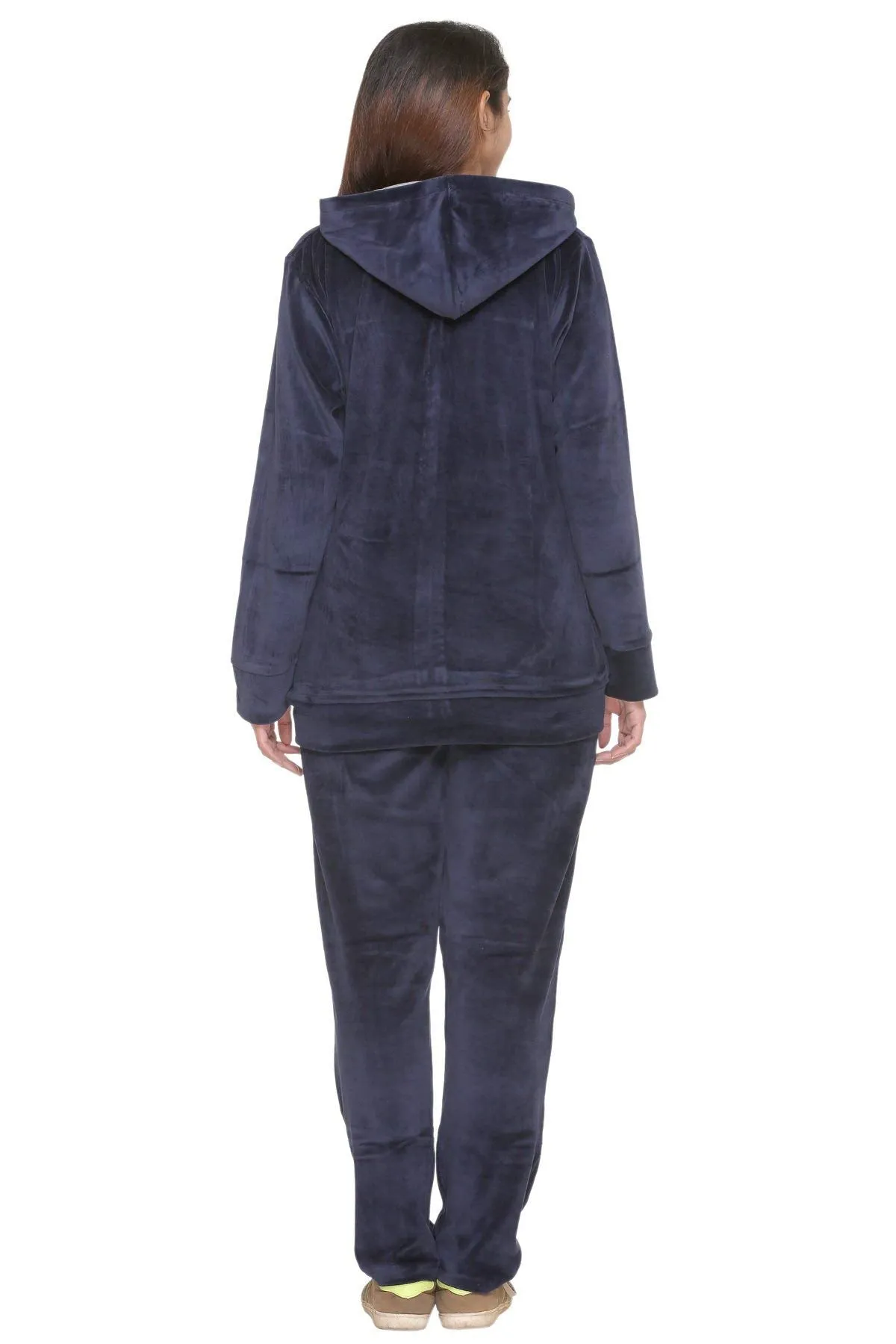 Winter Cotton Velvet Tracksuit For Women - Navy Blue